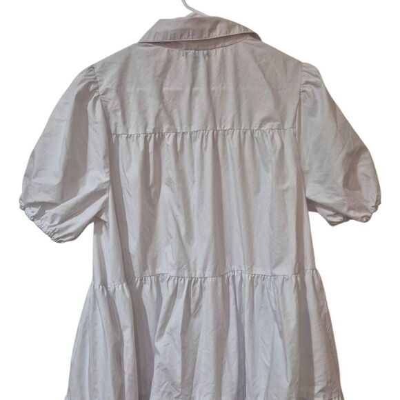 18 Centimeters Women's White Cotton /Poly Tiered Dress w Pockets - Picture 8 of 12